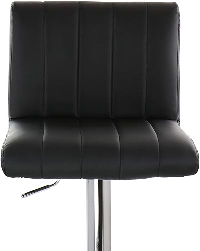 Miniatura 18 de Elama Moderno taburete de bar ajustable de piel sintética con base giratoria cromada (juego de 2), blanco, negro cromado (silla acolchada) Blanco,