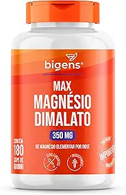 Max Magnésio Dimalato, 350mg de magnésio elementar por dose, Bigens 180 cápsulas (Unidade)