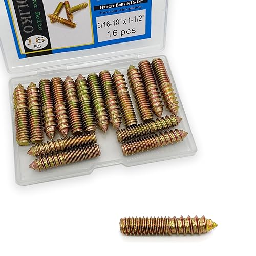 Paquete de 16 pernos de suspensión de doble cabeza de 516-18 x 1-12 pulgadas para muebles y clavijas de madera, varillas roscadas de 1.500 in de