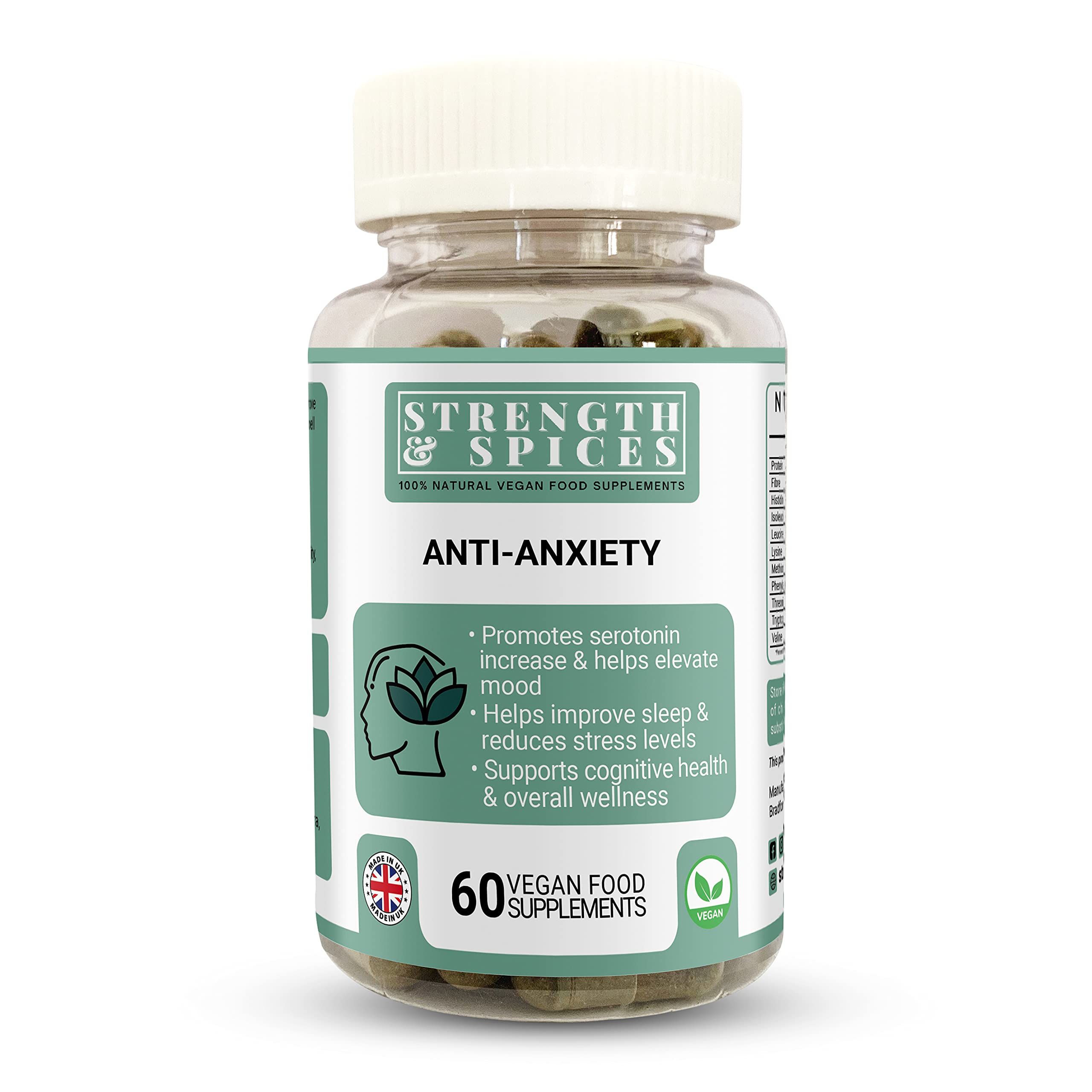 Anti Anxiety Stress Capsules - 100% Natural UK Made - 60 1000mg Vegan Capsules - 19 Natural Ingredients