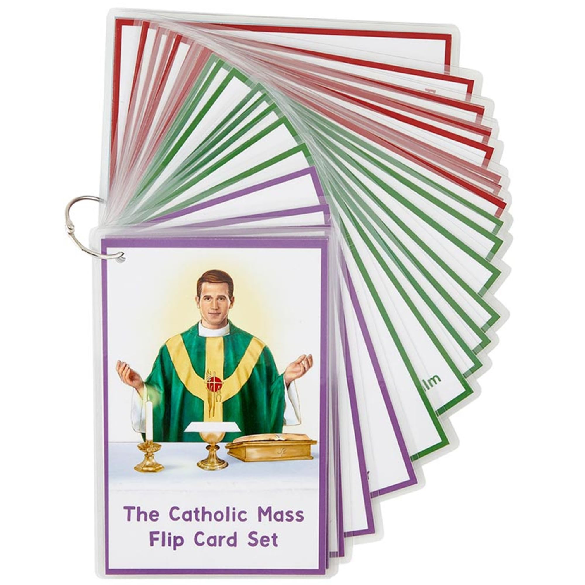 Needzo Catholic Mass Flip Card Set, Religious Educational Tool for Church Services, Home Practice, and Sunday School, 27 Cards, 6 1/4 by 4 3/8 Inches