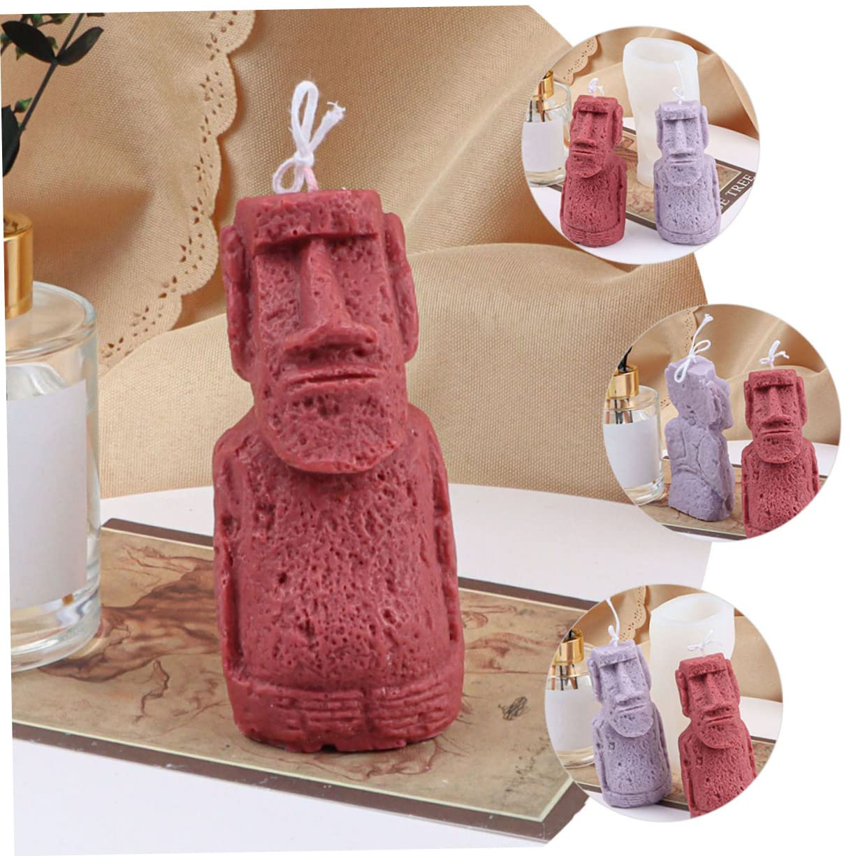 Anneome Stampo Candele in Silicone Riutilizzabile Forma di Statua Isola di Pasqua per Creare Candele Profumate Fai da Te