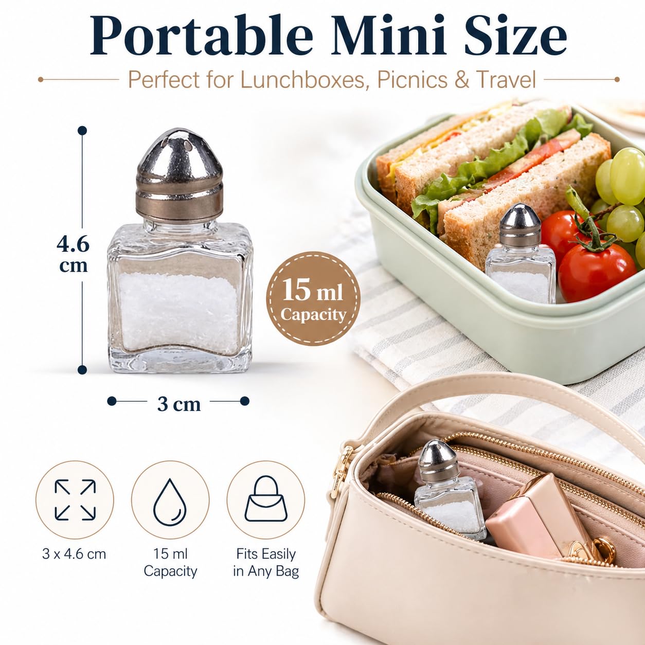 30 Mini-Salz- und Pfefferstreuer Set | Tragbares Salz- und Pfeffermühlen-Set | Kompakte Salz- und Pfefferstreuer für Reisen und Zuhause
