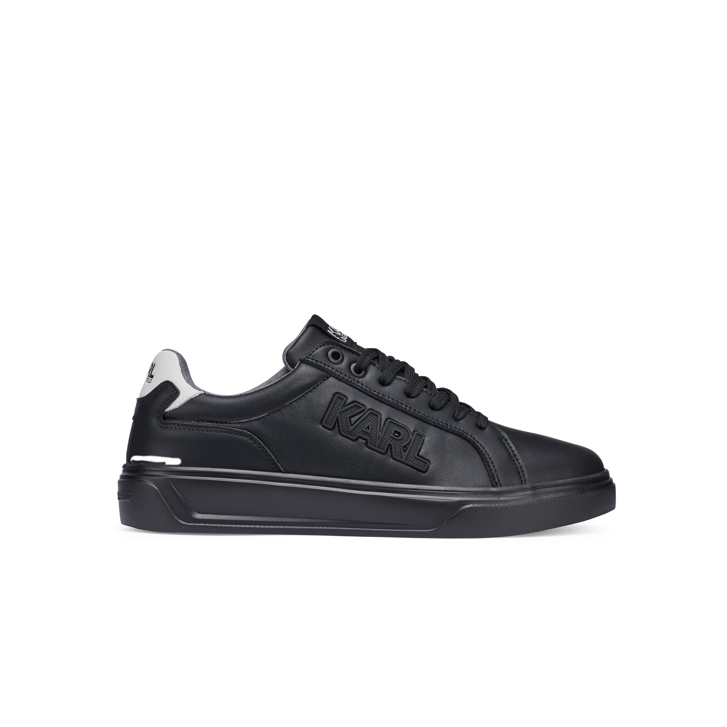 KARL LAGERFELD Mens Lace Up Leather Sneaker with Logo Patch