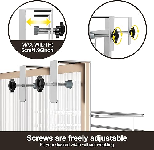 Miniatura 6 de Orimade Organizador ajustable para colgar sobre la puerta de la ducha, organizador de baño con 4 ganchos para maquinilla de afeitar, cesta de ducha