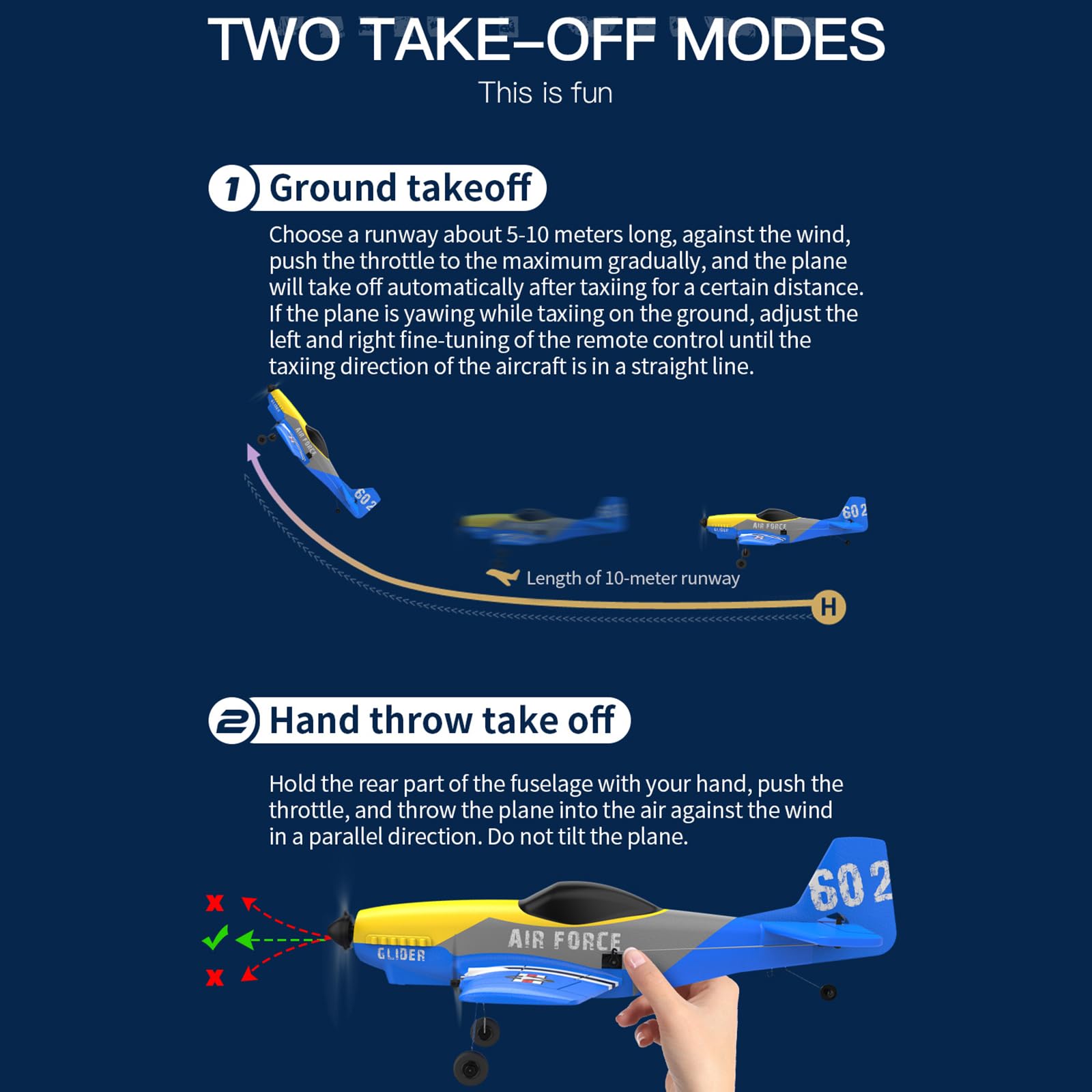 Aereo radiocomandato a 3 canali, aliante da 2,4 GHz, sistema di stabilizzazione con 6 giroscopi, facile da volare, per principianti, adolescenti, adulti, con 2 batterie