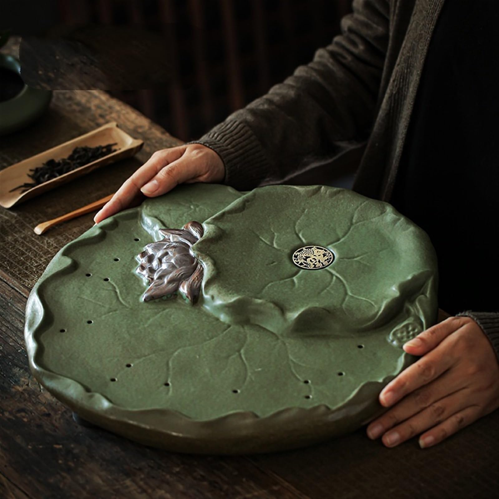 Zestaw do herbaty Domowa ceramiczna taca na herbatę Duża zmiana pieca Kreatywny chiński stół do herbaty z suchymi bąbelkami Zestaw do herbaty Kung Fu z drenażem Bubble Tea Tray Chiński zestaw do