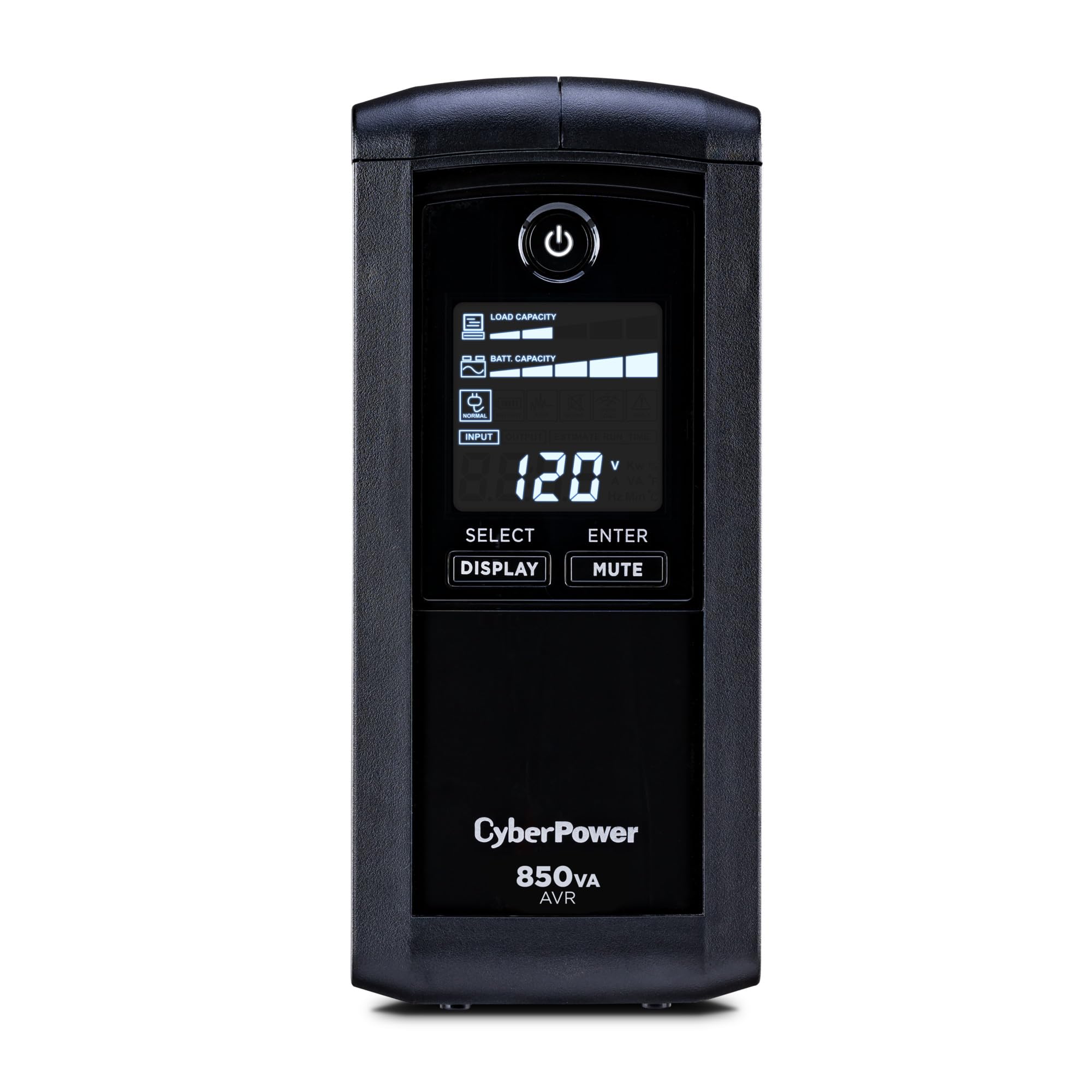 CyberPowerCP850AVRLCD Intelligent LCD UPS Battery Backup and Surge Protector, 850VA/510W, 9 Outlets, AVR, Mini-Tower, UL Certified