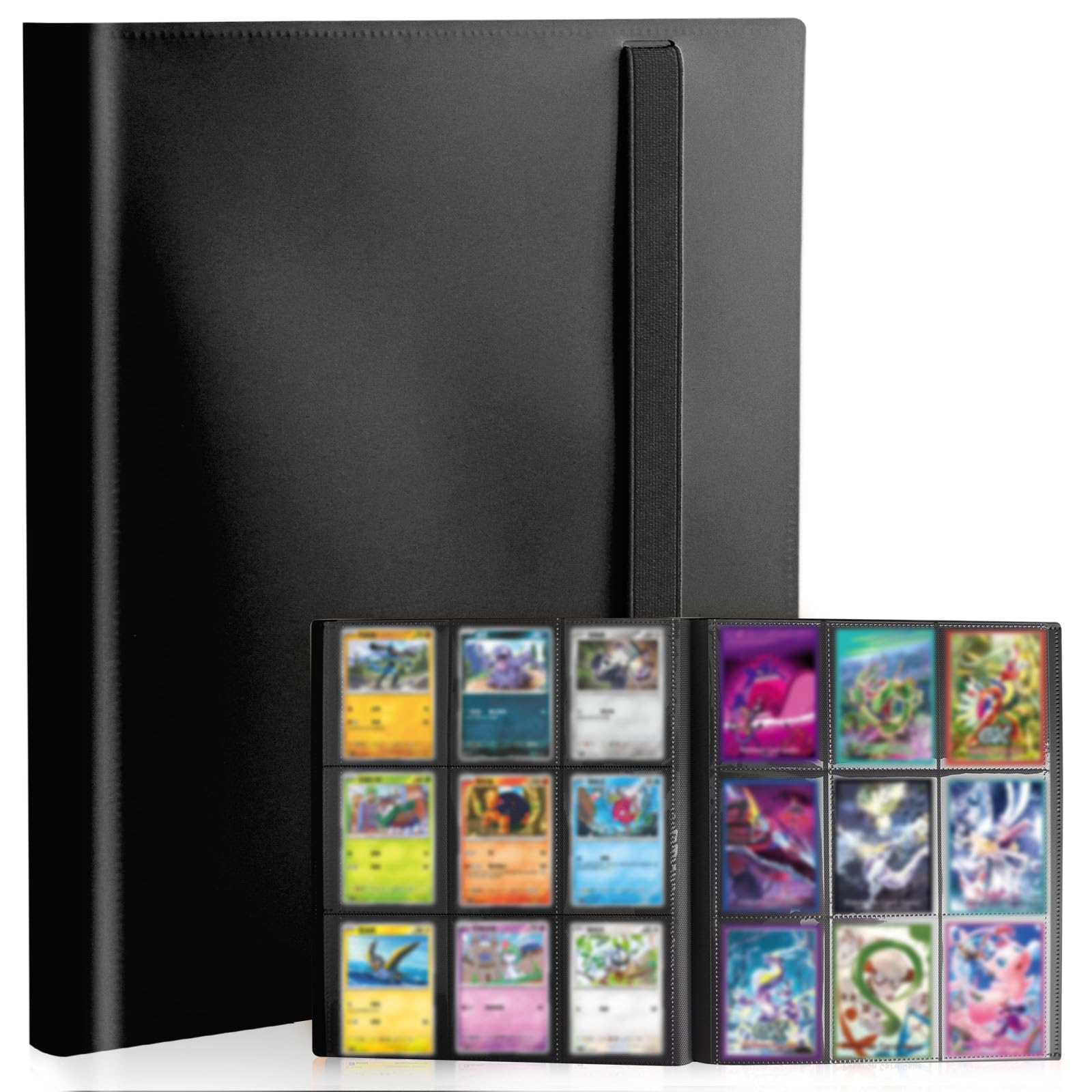 Card Binder 9-Pockets, Trading Card Binder, 20 Pages, 360 Card Capacity Collection Binder, Card Folder for MTG, TCG, Game Cards & Sports Cards（Black）