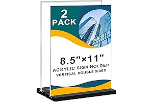 8.5x11 Vertical Clear Double Sided Acrylic Sign Holder - 2 Pack