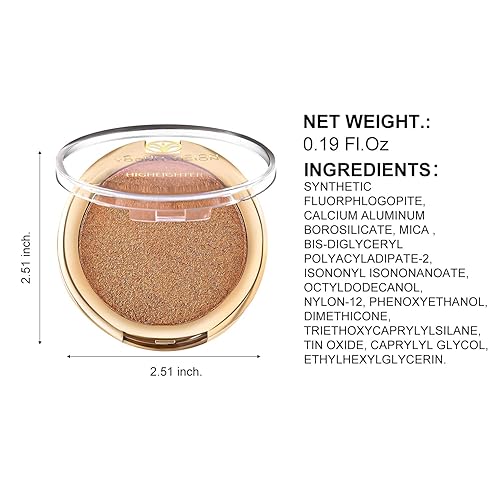 Miniatura 5 de YOUNG VISION Paleta de polvos iluminadores horneados, tonos brillantes de perlas transparentes para maquillaje iluminador facial, iluminadores de