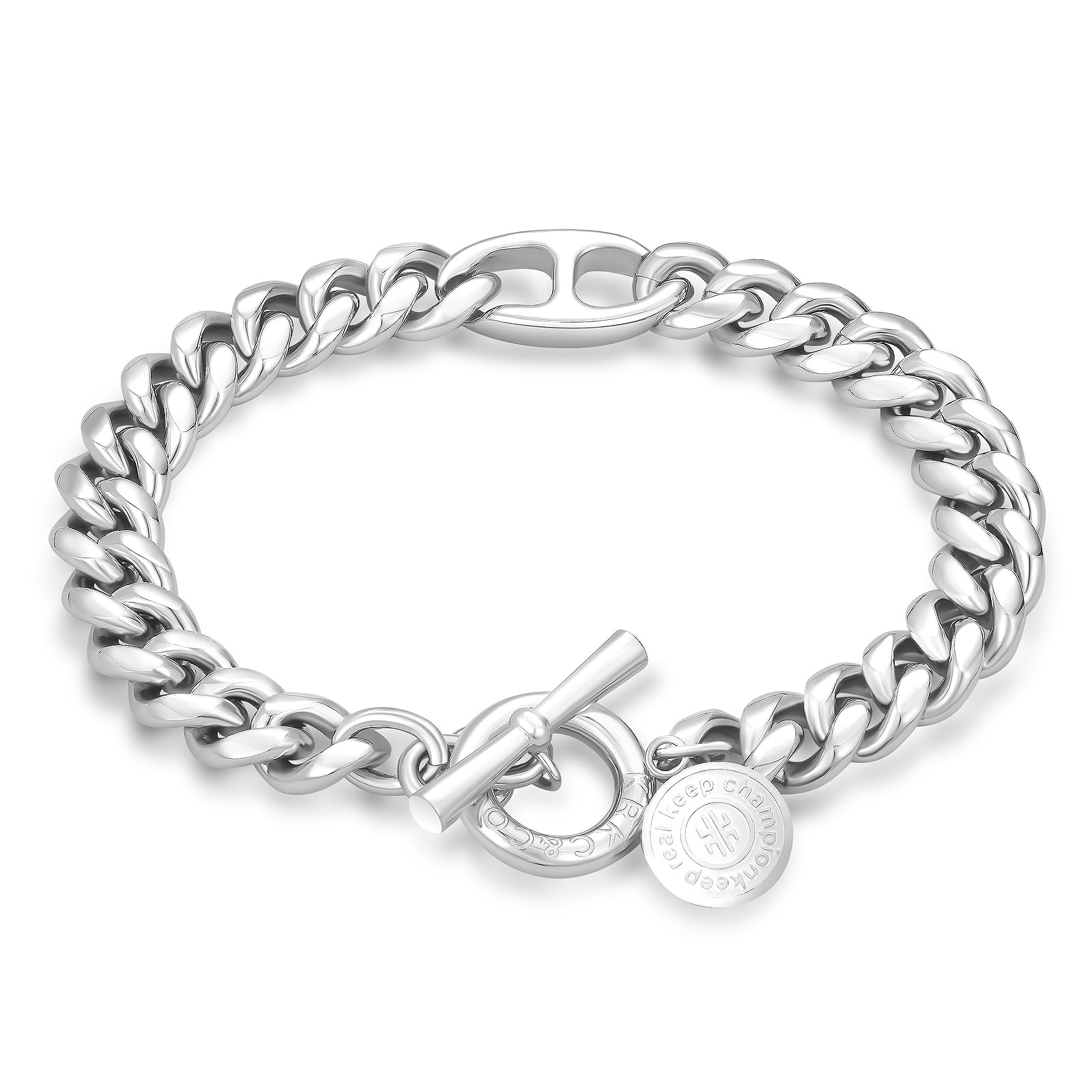 KRKC&CO Men's Bracelet, Kihei Chain Mantle Bracelet, 0.3 inch (8 mm) Wide, Surgical Stainless Steel, 14K Gold Plated, Metal Allergy Friendly, Stylish, Men's Bangle, Popular, Gift