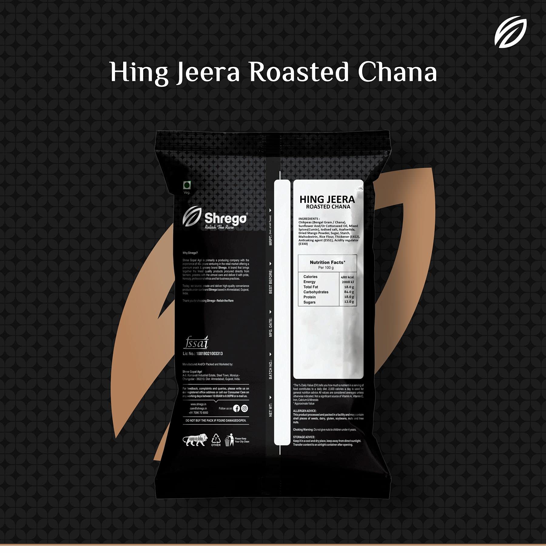 SHREGO Hing Jeera Roasted Chana, Snack and Namkeen, Vacuum Packed (750 Gm) - Image 2 thumbnail