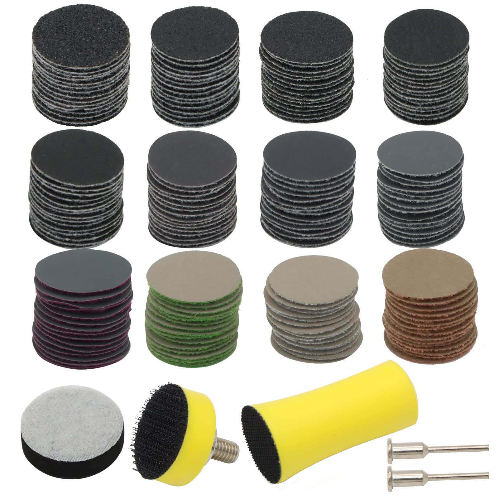 VIBRATITE Pack of 185 Sanding Discs 25 mm Wet Dry Sanding Pads (Grit 60-10000) Sandpaper Sanding Tool with 1/8 Inch Shank for Wood Metal Mirror Jewellery Polishing-image-42