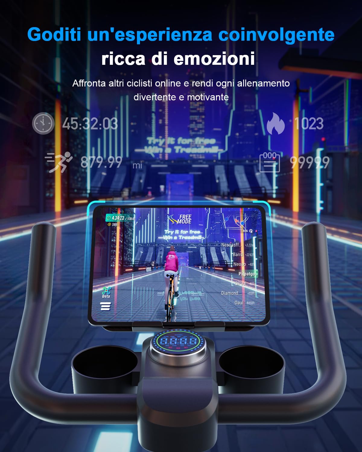 Copant Cyclette da Casa Professionale da Ciclismocon, Ciclette Resistenza Magnetica Regolabile, Bicicletta per Casa con Display Capacità di Peso 136 kg LCD e APP