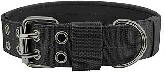 Heavy Duty Dog Collar for Large Dogs, Tactical Dog Collars with Metal Buckle & D Ring, 1.5" Width Thick Adjustable Nylon C...