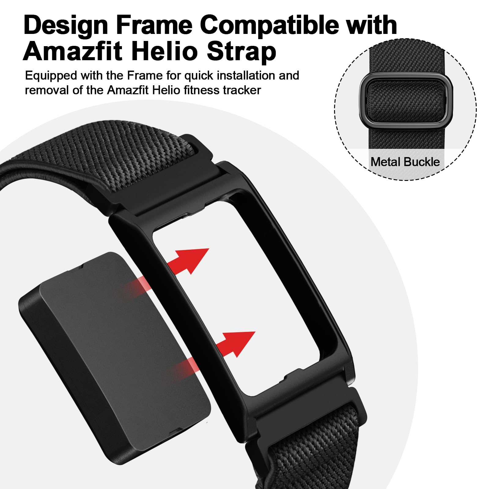 Hexasider Bracciale sportivo compatibile con Amazfit Helio Strap, cinturino in nylon per bicipiti con cassa per Zepp Amazfit Helio, accessori alla caviglia, cinturino di ricambio per uomo e donna - 3