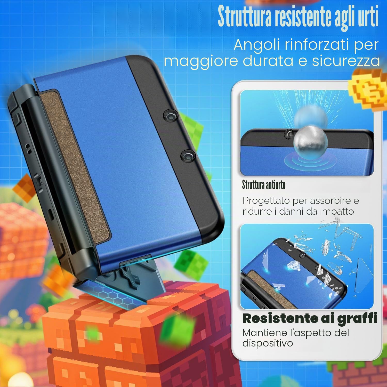 TNP - Custodia protettiva rigida compatibile con Nintendo 3DS XL LL 2015, design senza cerniere