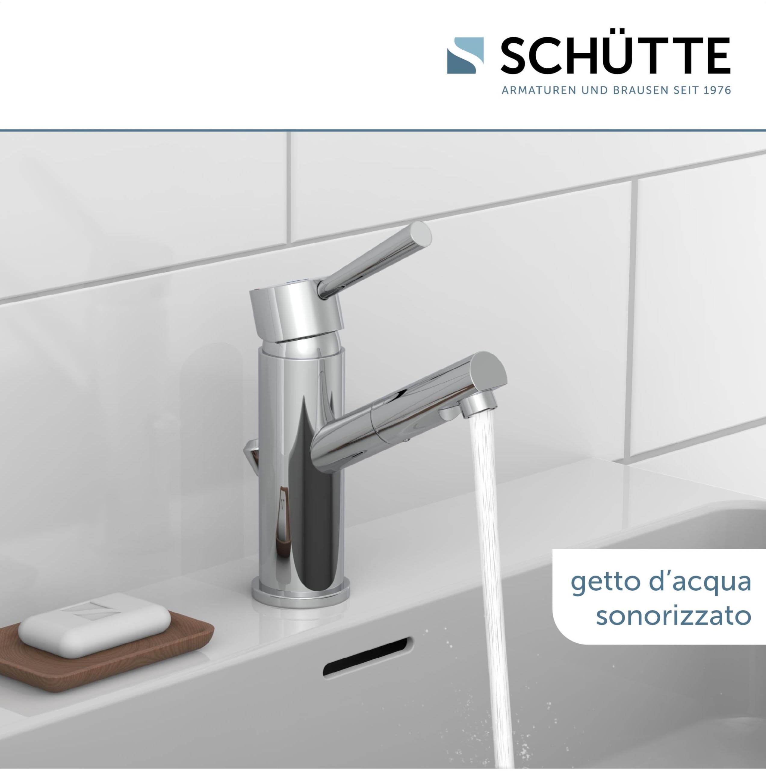 Miscelatore per lavabo SCHÜTTE Cornwall, miscelatore per bagno, rubinetto per bagno, miscelatore monocomando con scarico a scomparsa, cromo, metallo, alta pressione