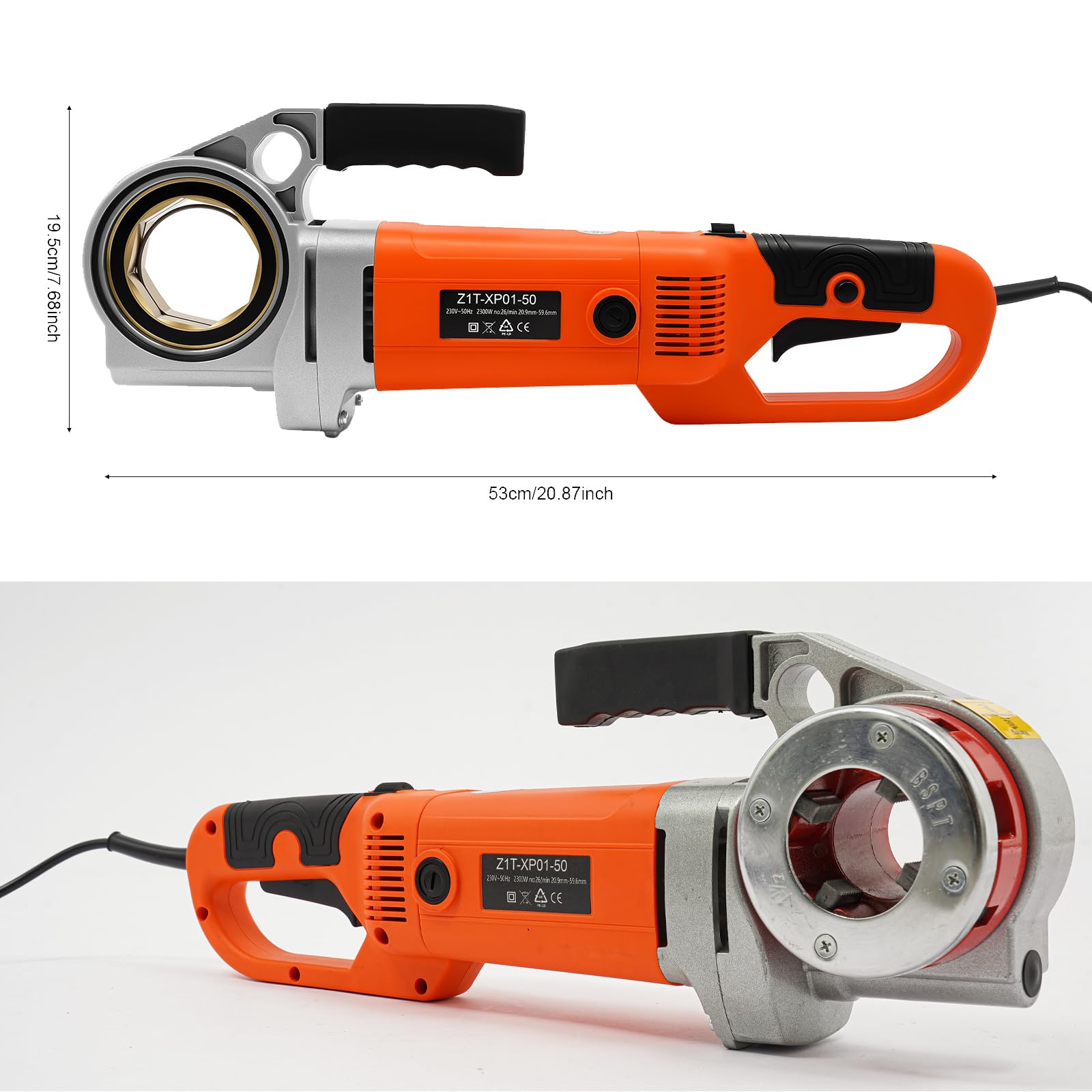 Przenośna maszyna do gwintowania, 6 matryc 1/2", 3/4", 1", 1 1/4", 1 1/2", 2", 2" gwintownik rurowy, 2300 W, 220 V, elektryczny nawlekacz do rur z torbą do przenoszenia