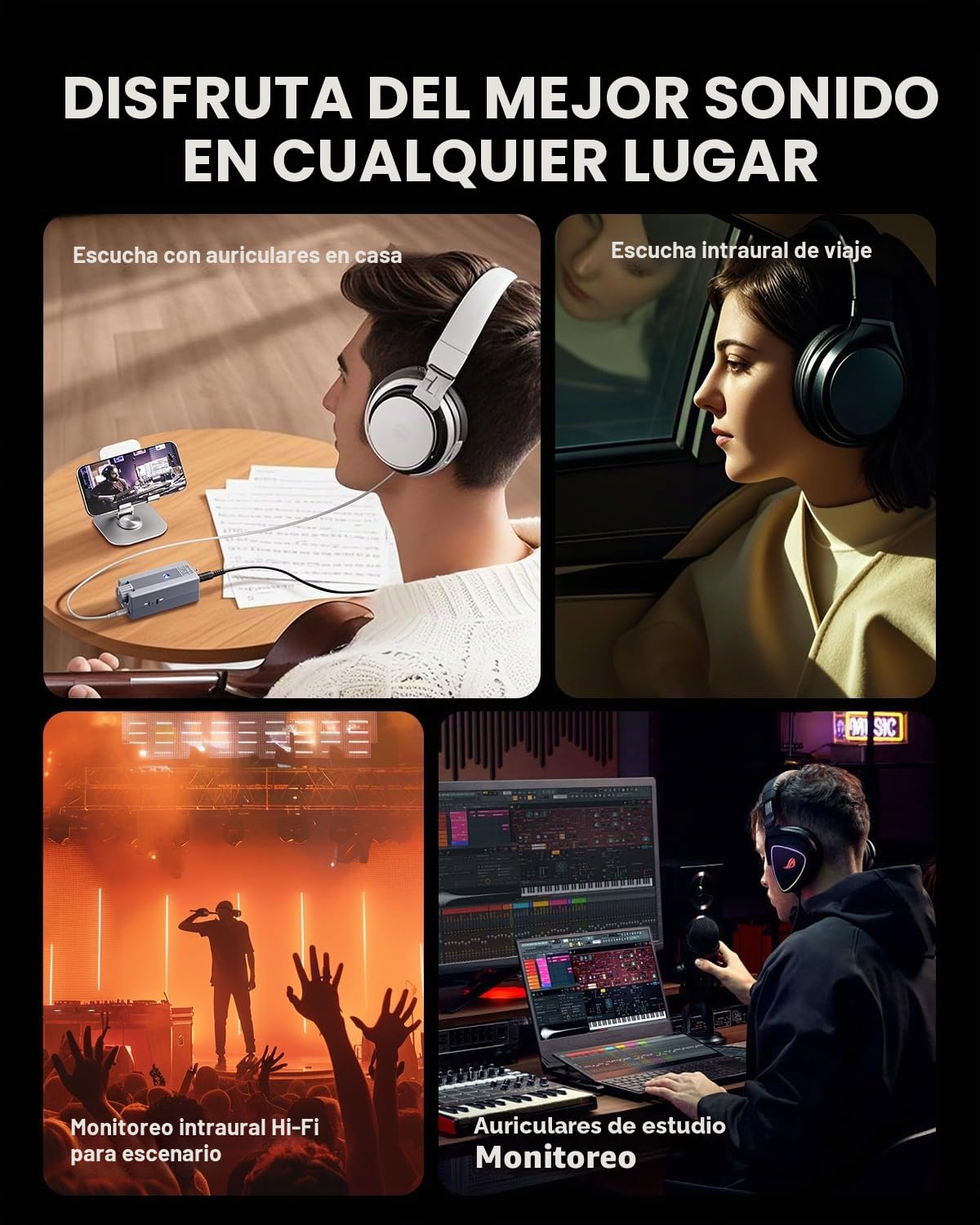 Donner EM1 Auriculares Amplificador de Recargable Monitor Intrauditivo Personal Portátil Analógicos Estéreo Control de Volumen Amplificador de Audio con Entrada XLR y TRS Conector de Salida de 3,5 mm