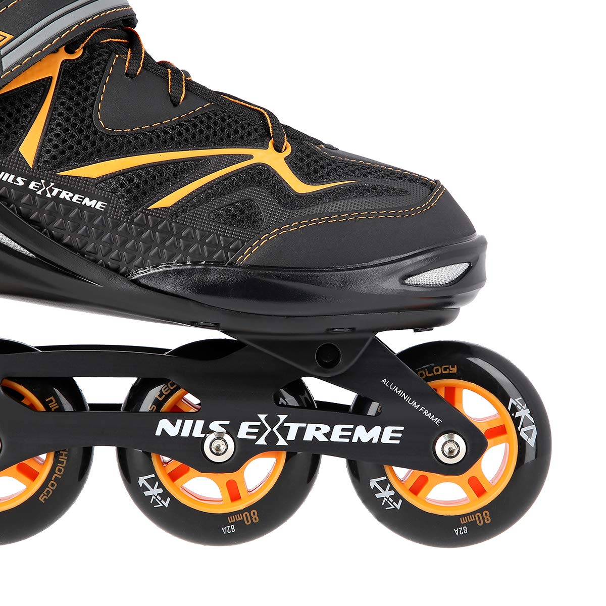 Nils Extreme Inliner für Herren und Damen - Inline Skates - ABEC9 Kugellager – Rollschuhe Erwachsene - 82A Rollen - Rollerskates 41 - Schwarz und Orange NA9022