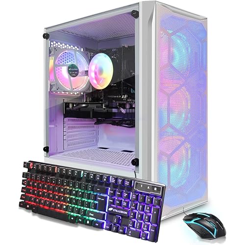 STGAubron Gaming PC Computer Desktop, Intel Core i7 8th Gen up to 4.1G, Radeon RX 5600XT 6G, 16G DDR4, 1T SSD, WiFi 6, BT 5.2, RGB Fan x4, Windows 11 Home