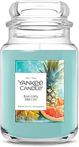 Yankee Candle Large Jar Scented Candle with up to 150 Hour Burn Time, Premium Plant Wax Blend for Consistent Burn, 22 oz Jar Candle with Room Filling Fragrance, Bahama Breeze