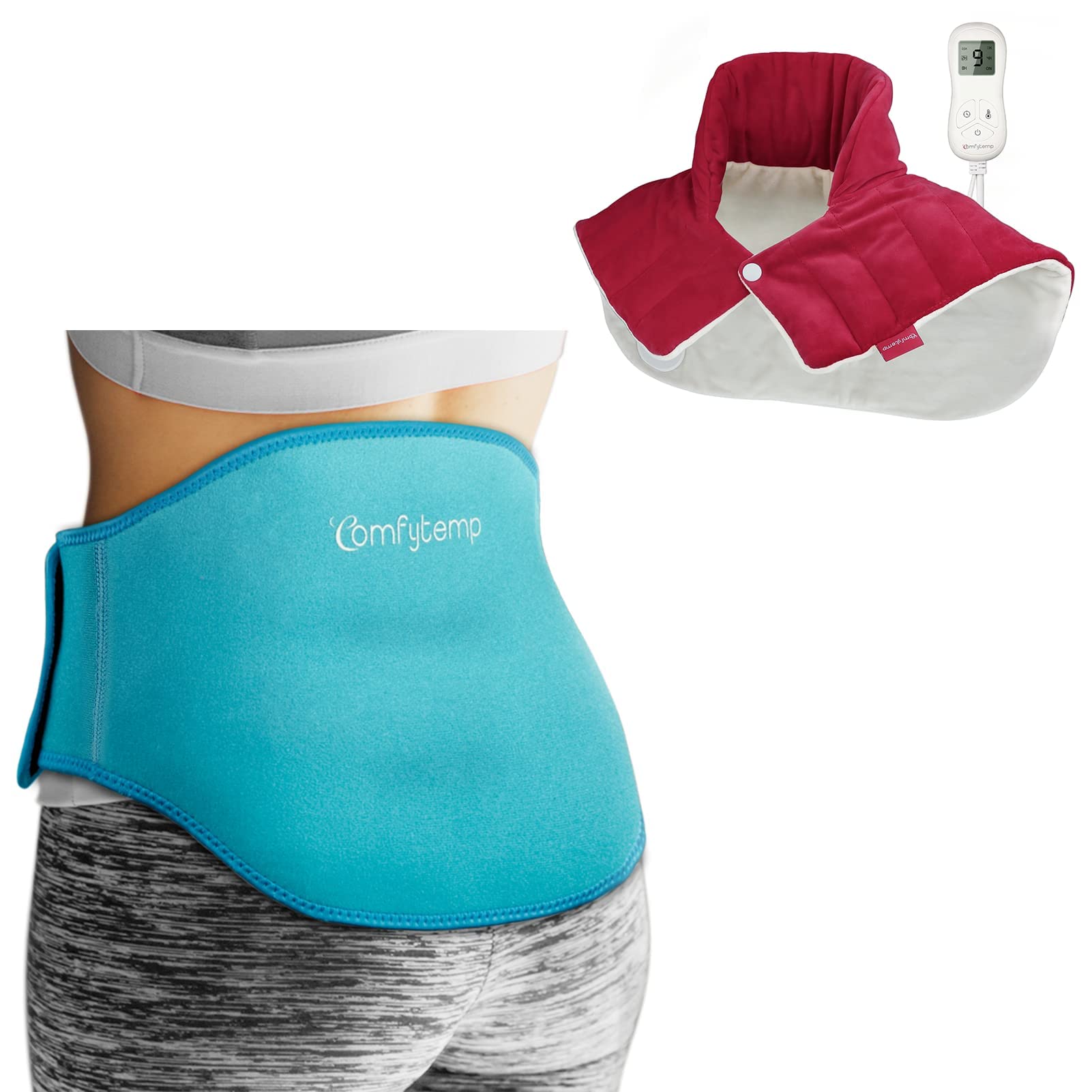 Comfytemp Gel Ice Pack for Back and Weighted Heating Pad for Neck and Shoulders Pain Relief Bundles