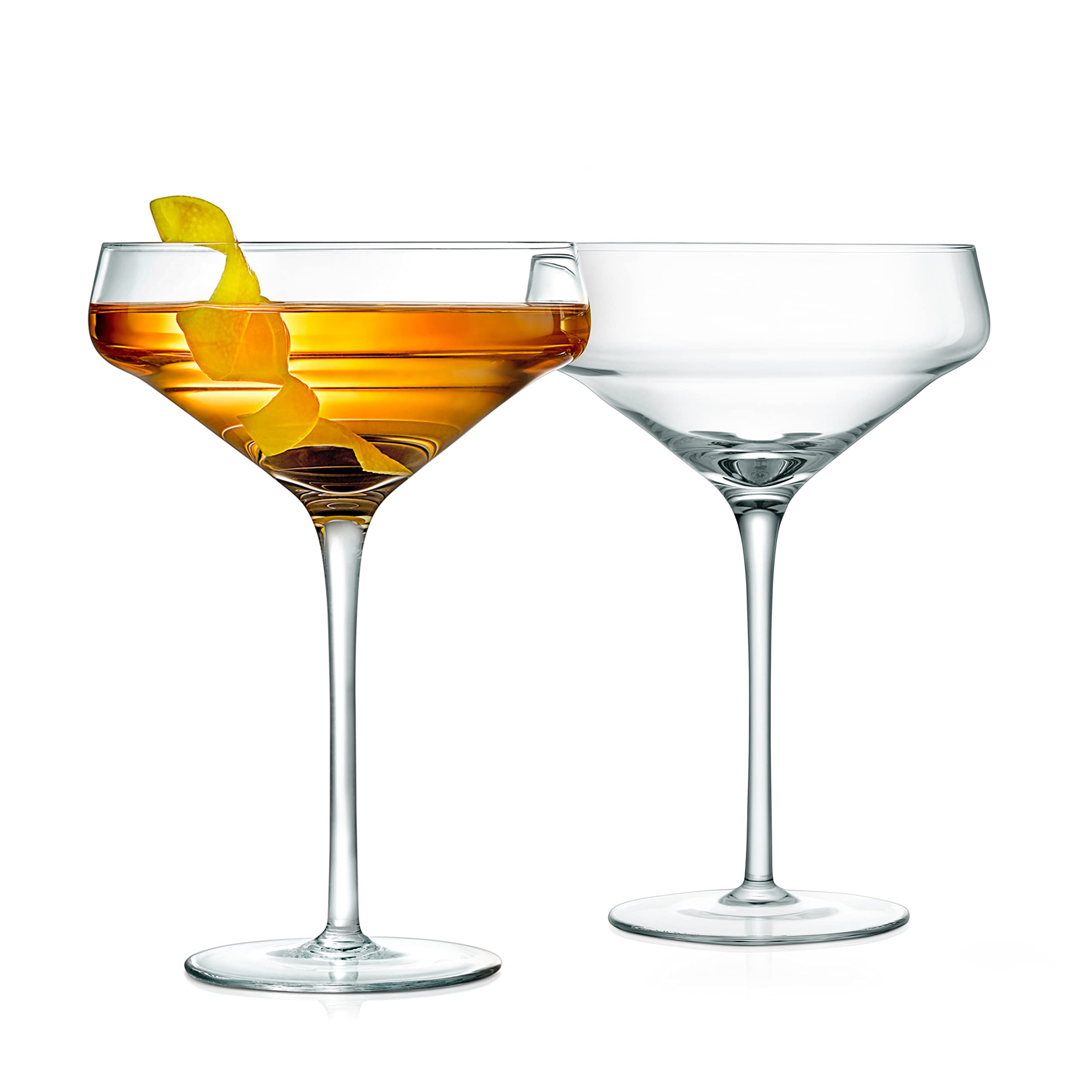 2 juegos de copas de vino de Martini de cristal, ultra transparentes, elegantes y transparentes, 100% sopladas a mano, aptas para lavavajillas, ideales para cenas, fiestas, bodas y ocasiones elegantes