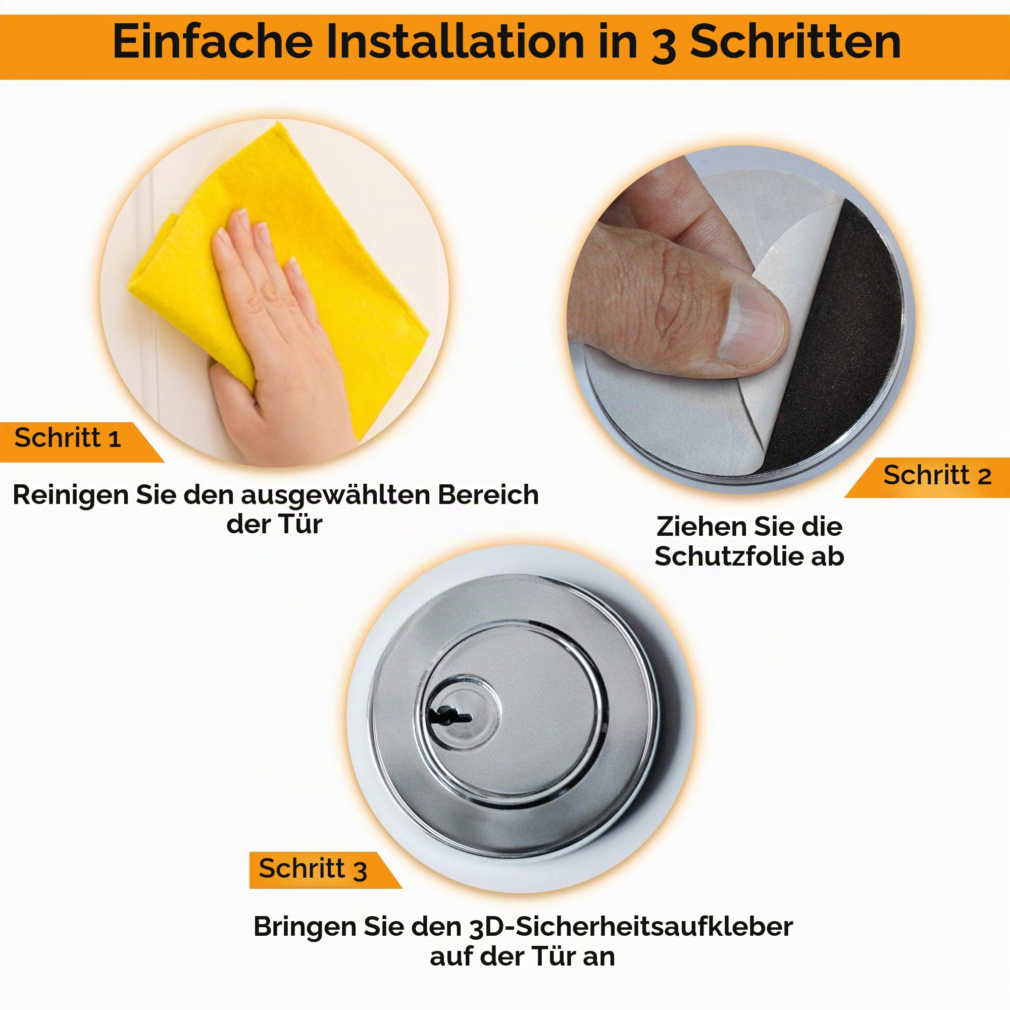 3D Sicher-Sticker®. Panzerriegel-Schloss-Attrappe. Effektiver Einbruchschutz. Für Haus- und Wohnungstüren. Wirksame Abschreckung von Einbrechern. An die Tür kleben, fertig, sicher.