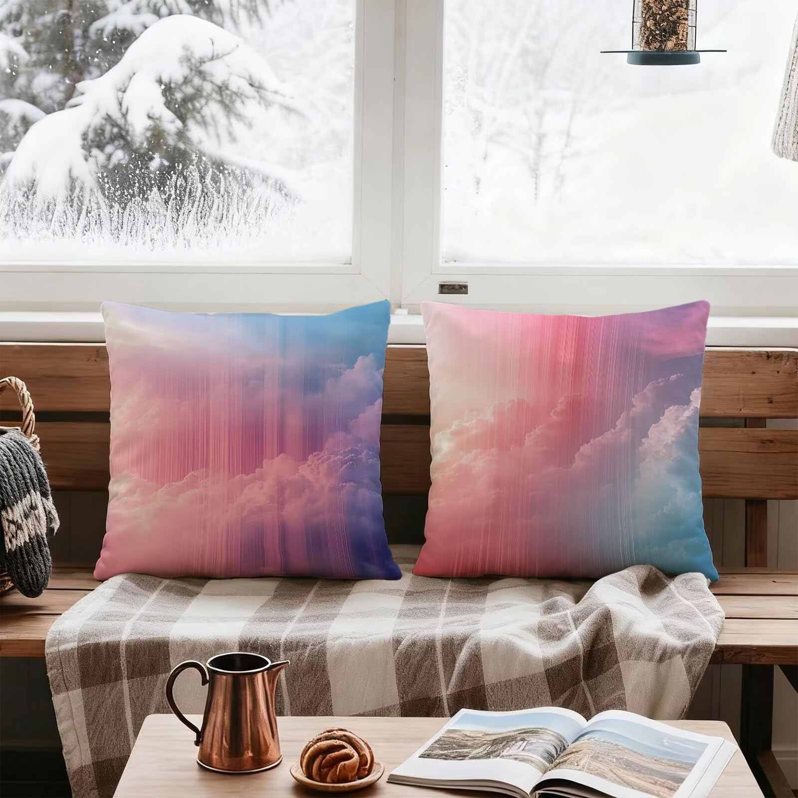 Kolorowa poszewka na poduszkę 60 x 60 cm, prostota, 60 x 60, zestaw 4 sztuk, super miękkie, 60 x 60, dekoracja jesienna, kwadratowa poszewka na poduszkę, na sofę, do domu, salonu, sypialni E - 916
