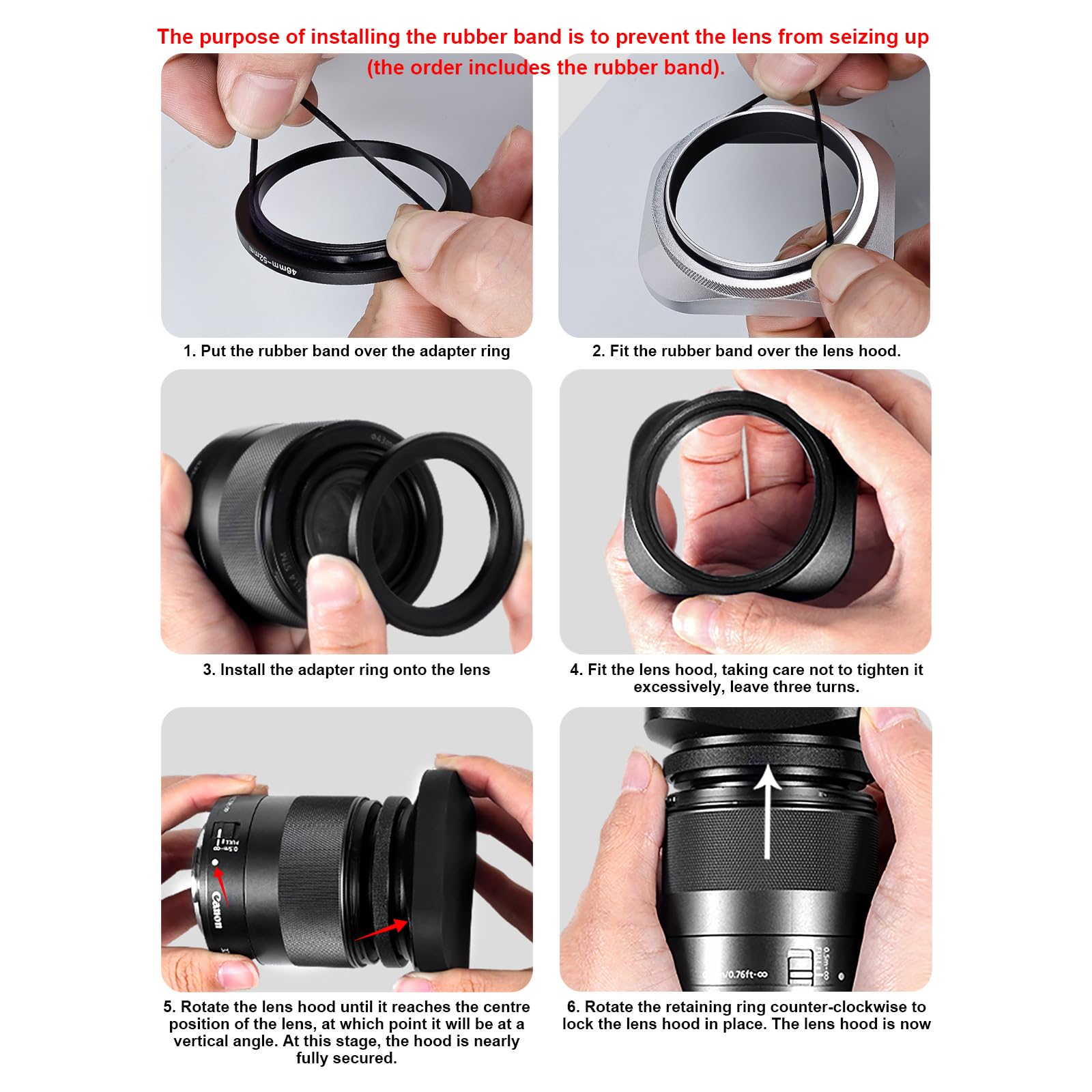 Paraluce rettangolare in metallo, con anello adattatore da 43 mm, per obiettivi Canon Sony Fuji Leica