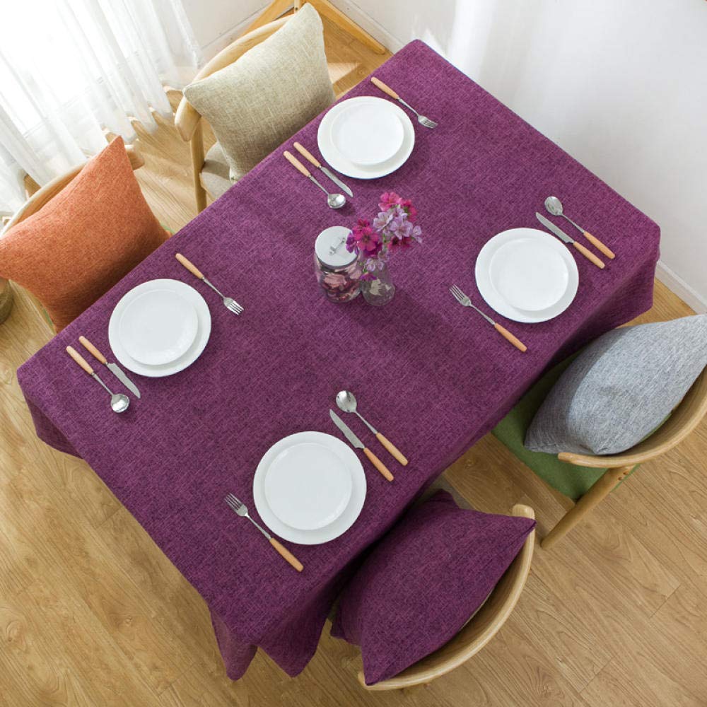 Tovaglia Cucina Tovaglie Antimacchia Rettangolare Thick Cotton Linen Semplice Uso Interno Ed Esterno Purple 90 × 140cm