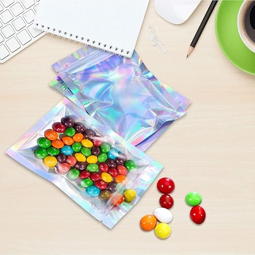 Miniatura 5 de 100 bolsas de Mylar resellables a prueba de olores de 5 x 7 pulgadas, bolsas holográficas de almacenamiento de alimentos, bolsa de aluminio de doble