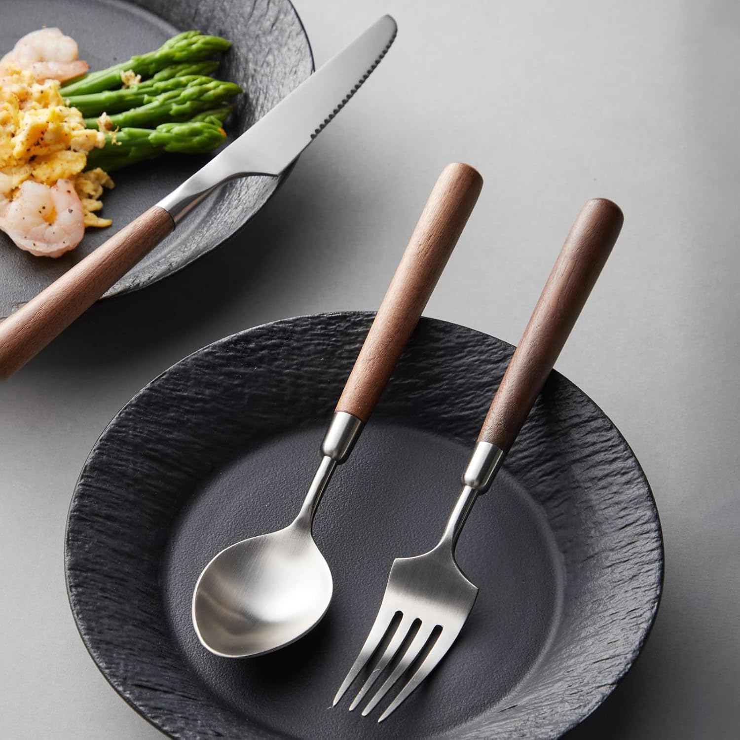 72 Piecewooden handle silverware set for 18, 18/8 Stainless Steel wooden handle flatware set, Mirror Polished Cutlery Set for home and kitchen, Dishwasher Safe, cutlery reusable ?