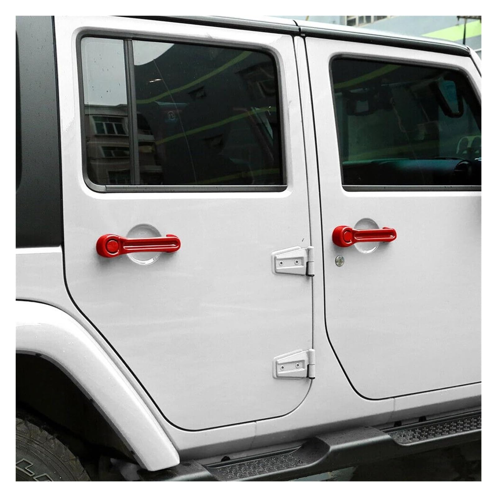 DEHIWI Maniglie interne per portiere Auto Esterno Porta Portellone Maniglia Della Copertura Trim Di Plastica Rossa Per Wrangler JK 2007-2012 2013 2014 2015 2016 2017 2018
