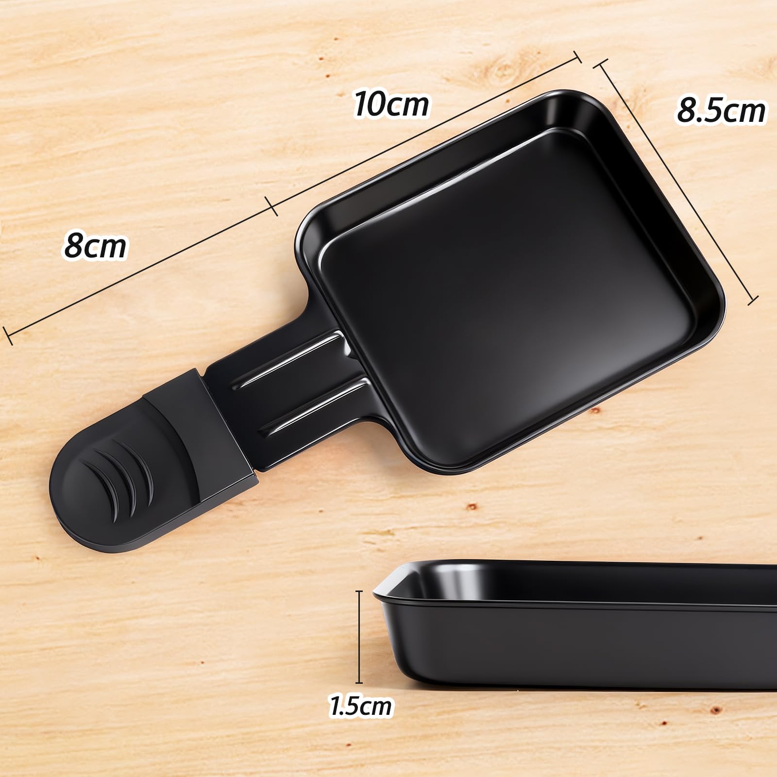 Padella per Raclettes Rivestimento Antiaderente Mini Piatti Piastra da Raclette Acciaio Inossidabile, 18 x 8,5 x 0,5cm, 8 Pezzi