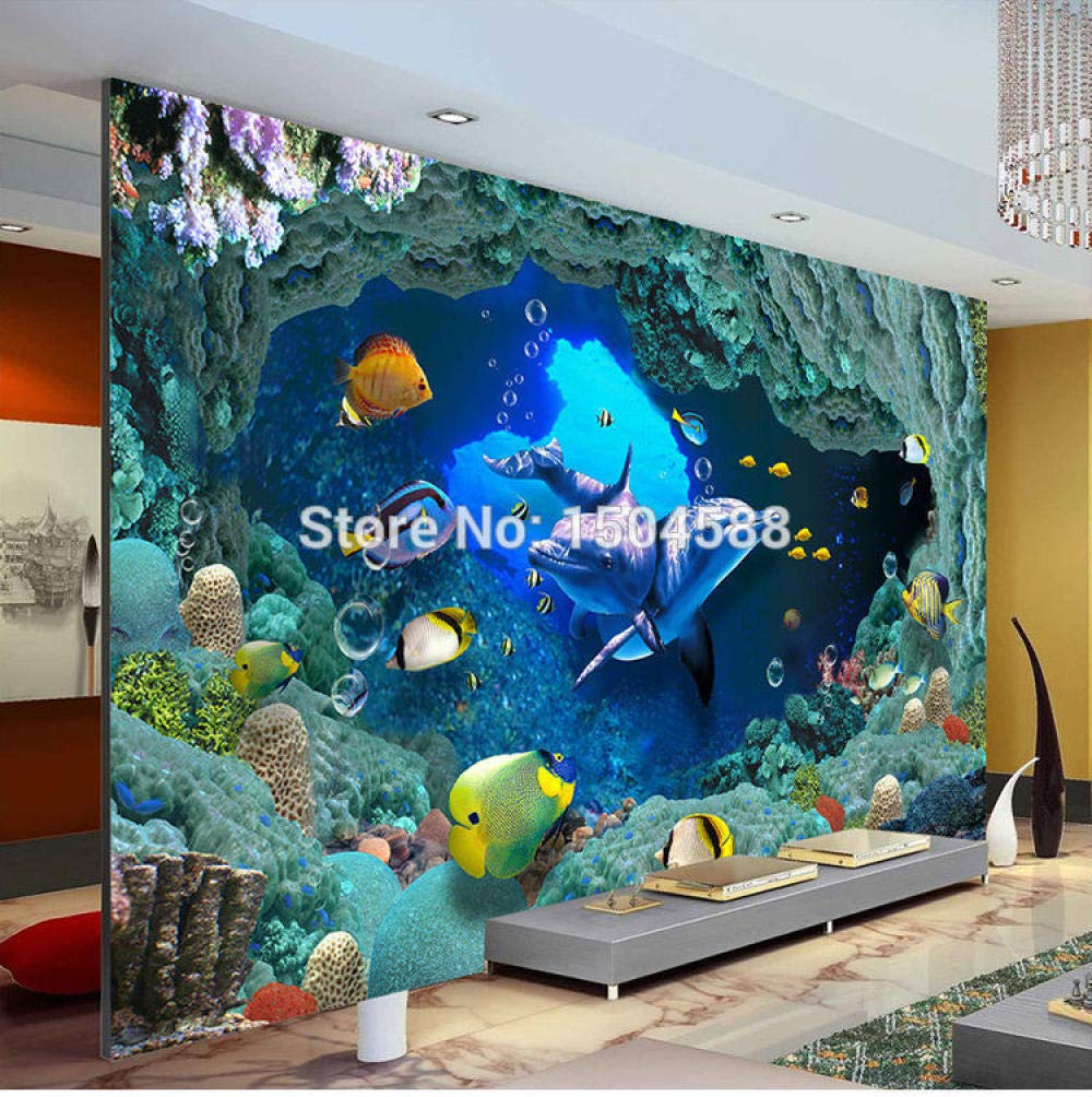Papier peint monde sous-marin WLLLO fresque murale 3D pour grand salon