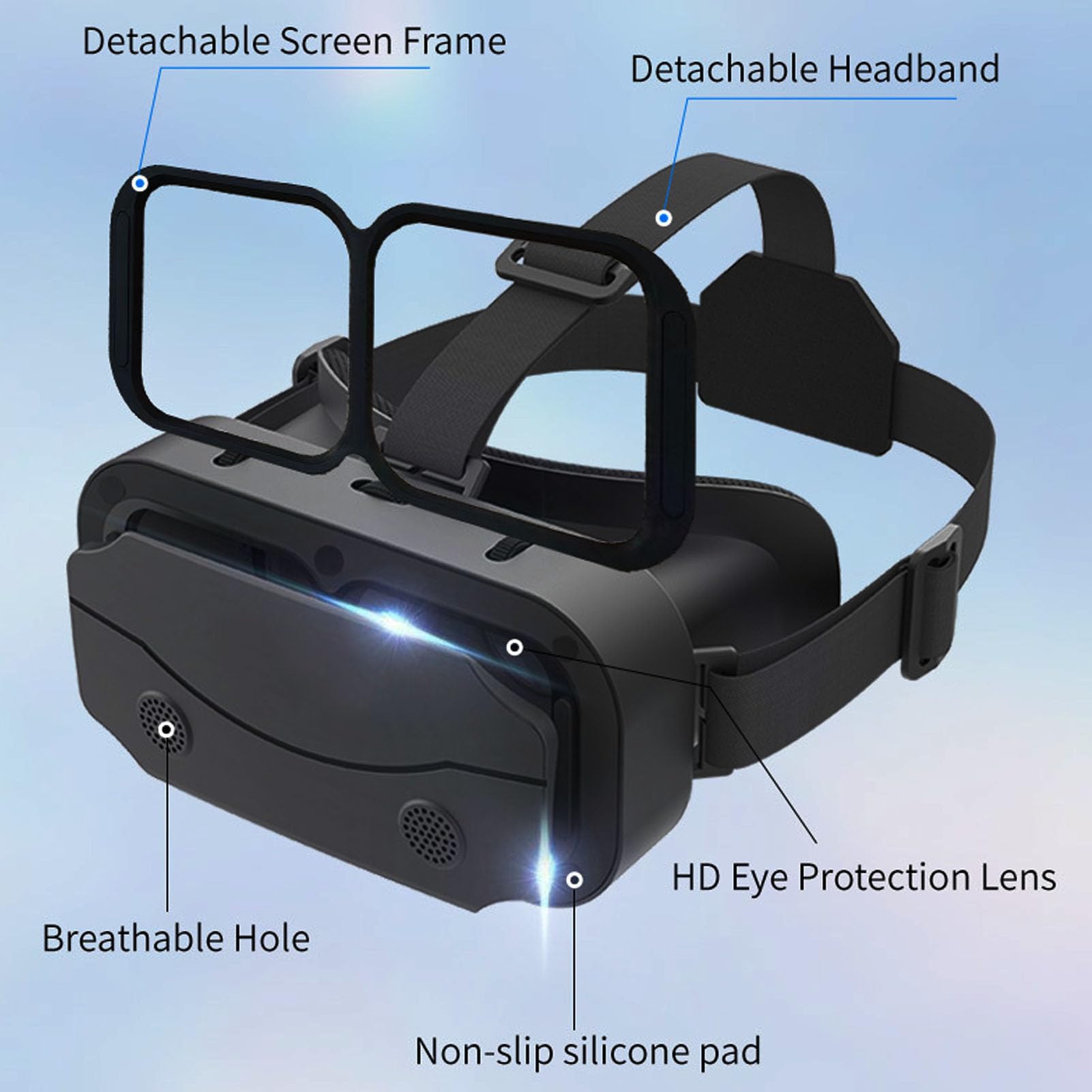Auricolare VR per 4,7 a 7 in Telefono, Virtual Reality 3D Glasses VR Smart VR Goggles per Film di Giochi per Cellulari, da 58,5 a 70,5 Mm IPD Regolabile, per Persone con Miopia