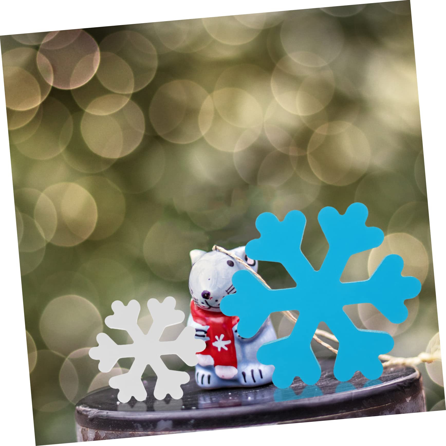 TOPBATHY 12 Stk Schneeflockendekoration Weihnachtsbaumanhänger Zum Aufhängen Rustikale Winterdekoration Dekorative Schneeflocken Blaue Weiße -mittelstück Holz