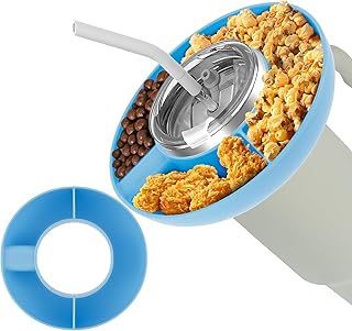 BLINDSLTD Snack Bowl for 40oz Tumbler with Handle 3 Compartment Tumbler Snack Tray Food Grade Cup Snack Container 1.6 Inch Deep Snack Ring Reusable Divided Cups Snack Platters for Chips Candy Popcorn