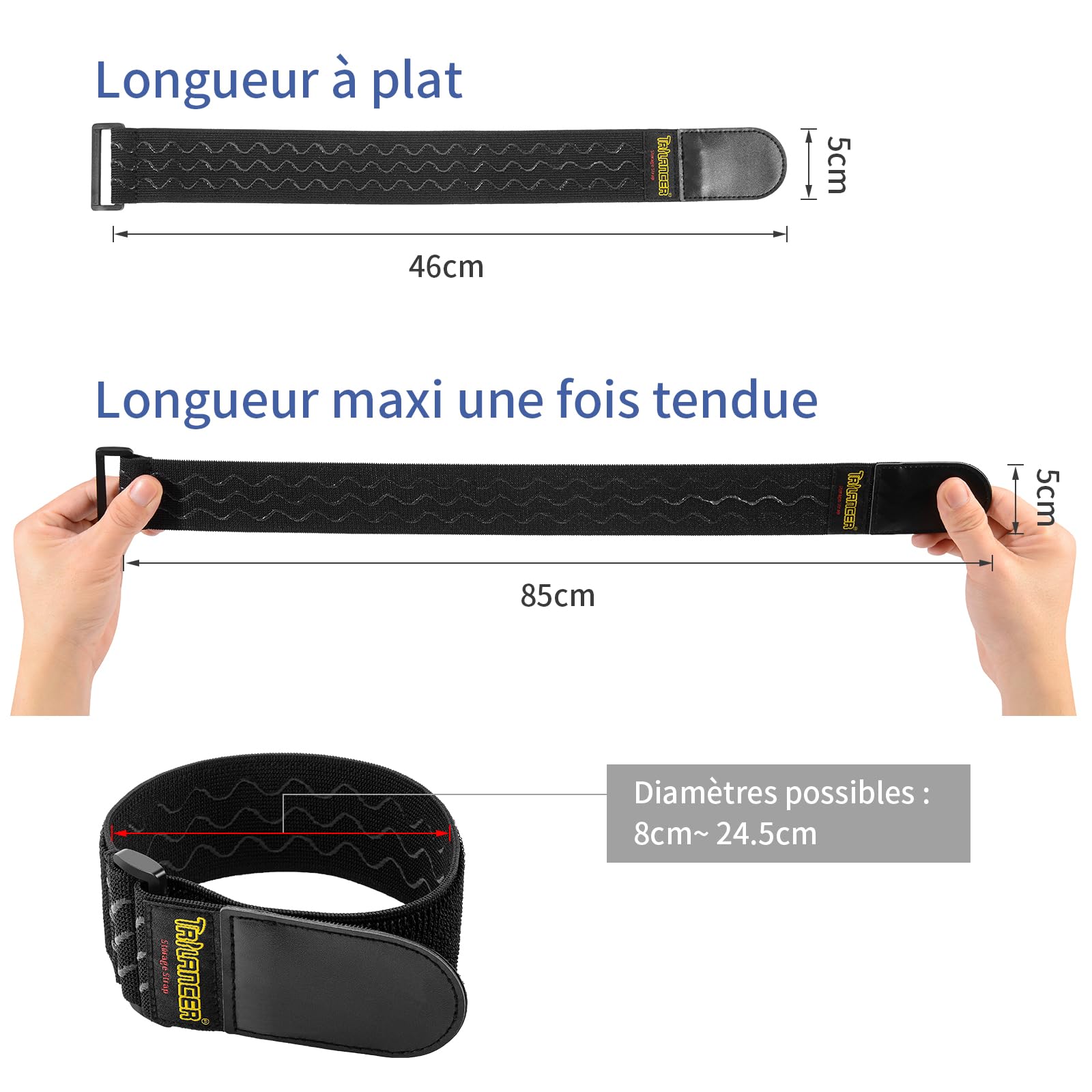 Sangles élastiques Auto-agrippantes, Sangles D'arrimage Réutilisables Tout Usage (2