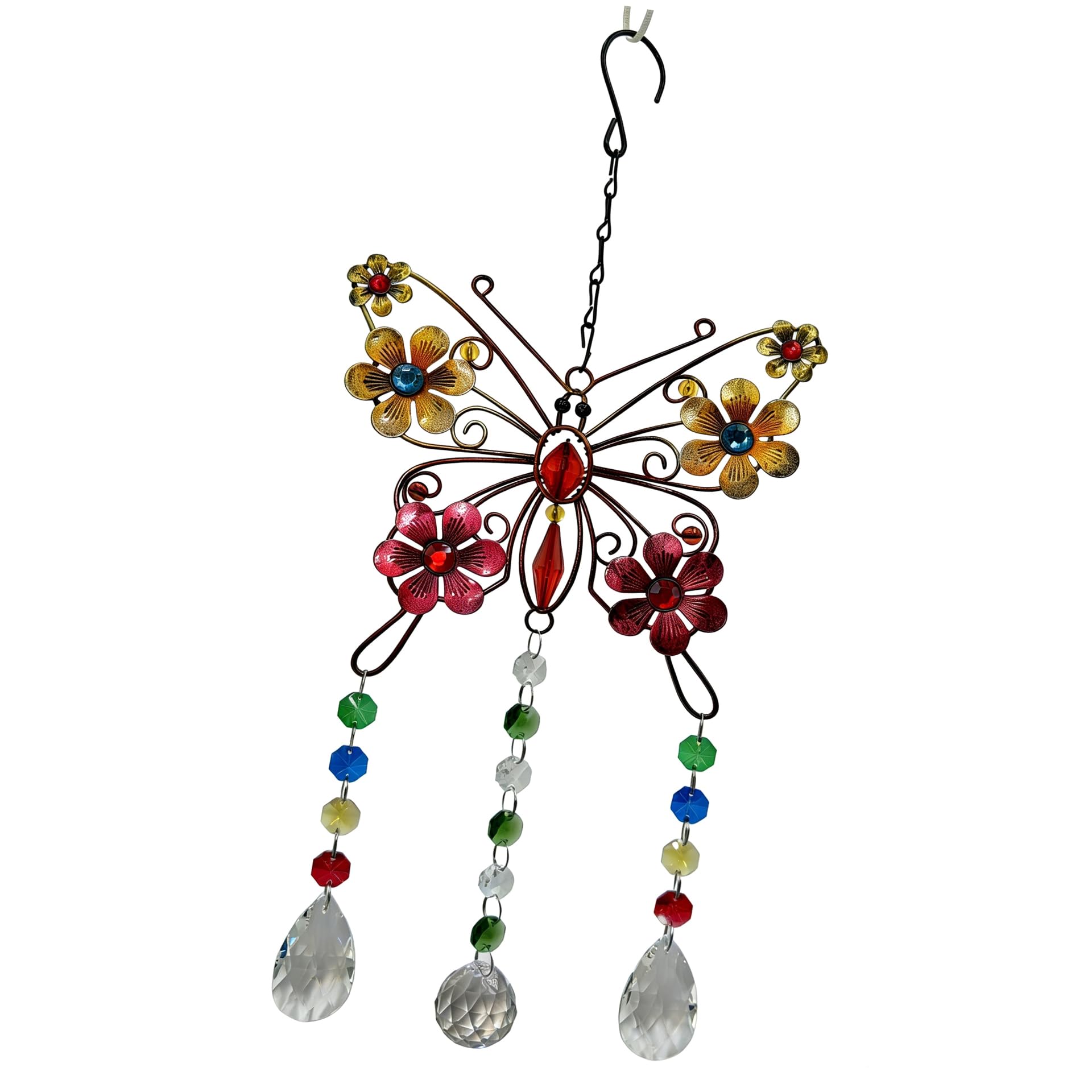 Stained Glass Butterfly Suncatchers Colorful Window Hanging with Metal Chain for Garden Ornament Butterfly Sun Catchers