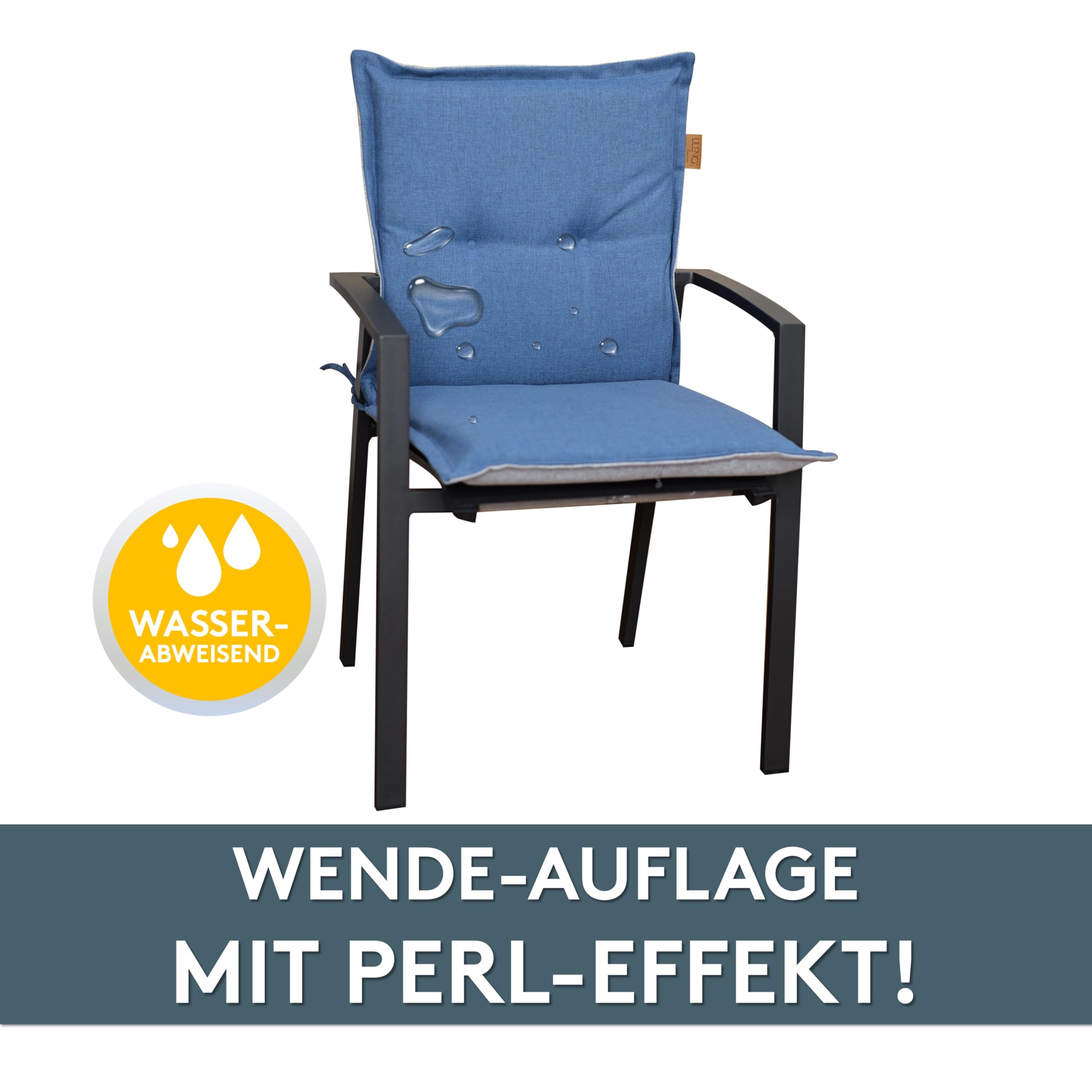 LILENO HOME Gartenstuhl Auflagen [2er Set - Niedriglehner] in Blau - Bequeme Liegen als Sitzauflagen für Gartenmöbel - Stuhlkissen für Gartenstühle und Klappstühle BAR