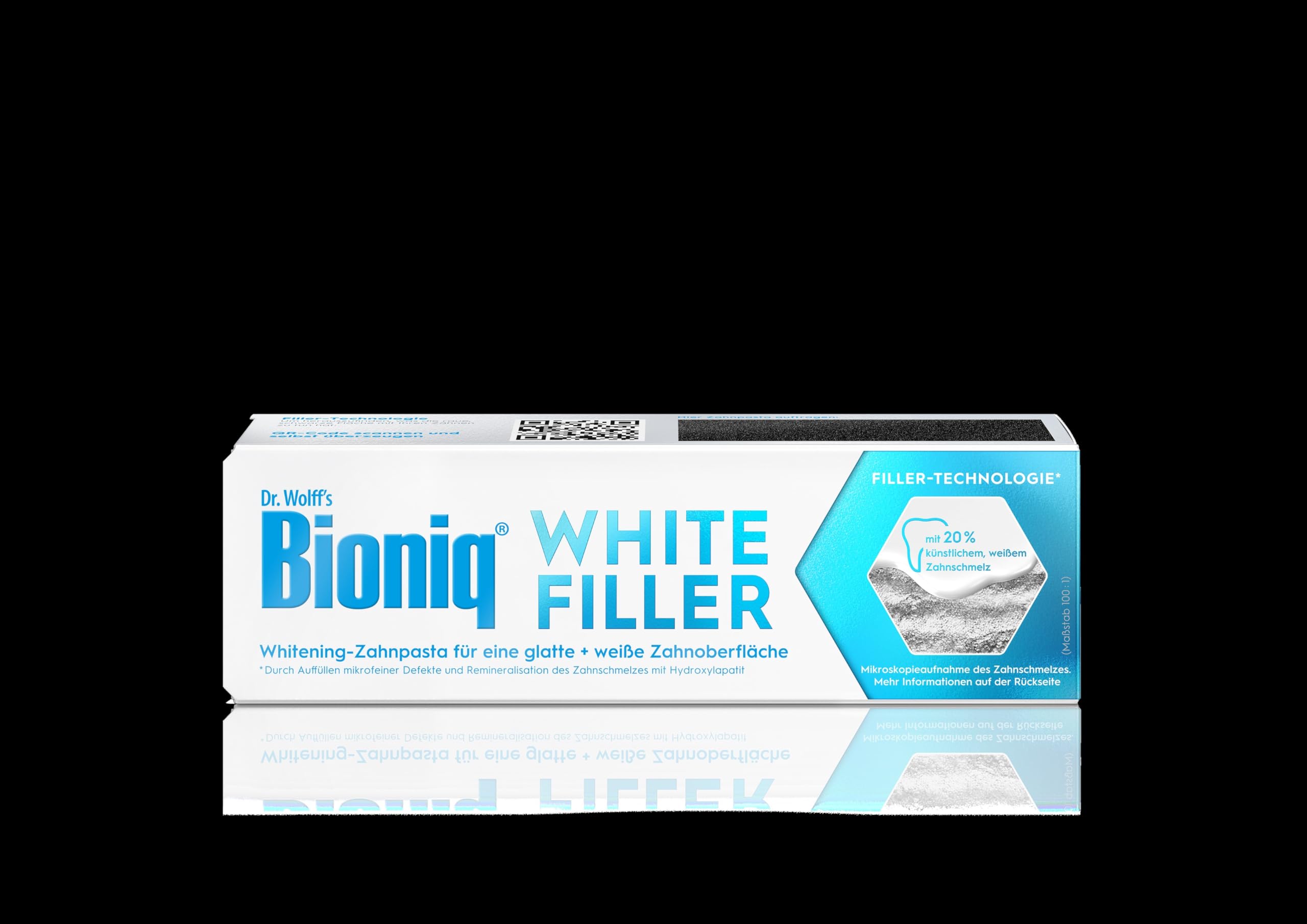 Bioniq Dentifricio White Filler, 4 x 75 ml, dentifricio sbiancante delicato con idrossiapatite, protegge e rafforza lo smalto dei denti, per denti lisci e bianchi, non scolorisce, senza fluoro