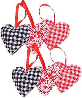 ABOOFAN 6 Pcs Tecido Envolto Bolas Coração Enforcamento Ornamento Dia Dos Namorados Pingente Dia Dos Namorados Dia Pendurado Pingentes para O Natal Dia Dos Namorados Festa de Férias