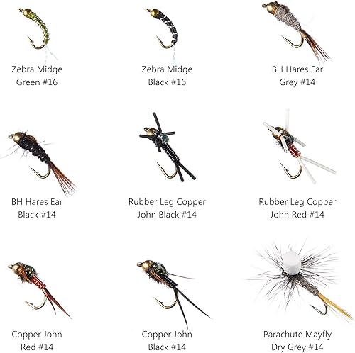 Miniatura 5 de BASSDASH Trout Steelhead - Moscas de pesca de salmón con púas sin barbas, incluye moscas secas y húmedas, serpentinas de ninfas, huevos, kit de