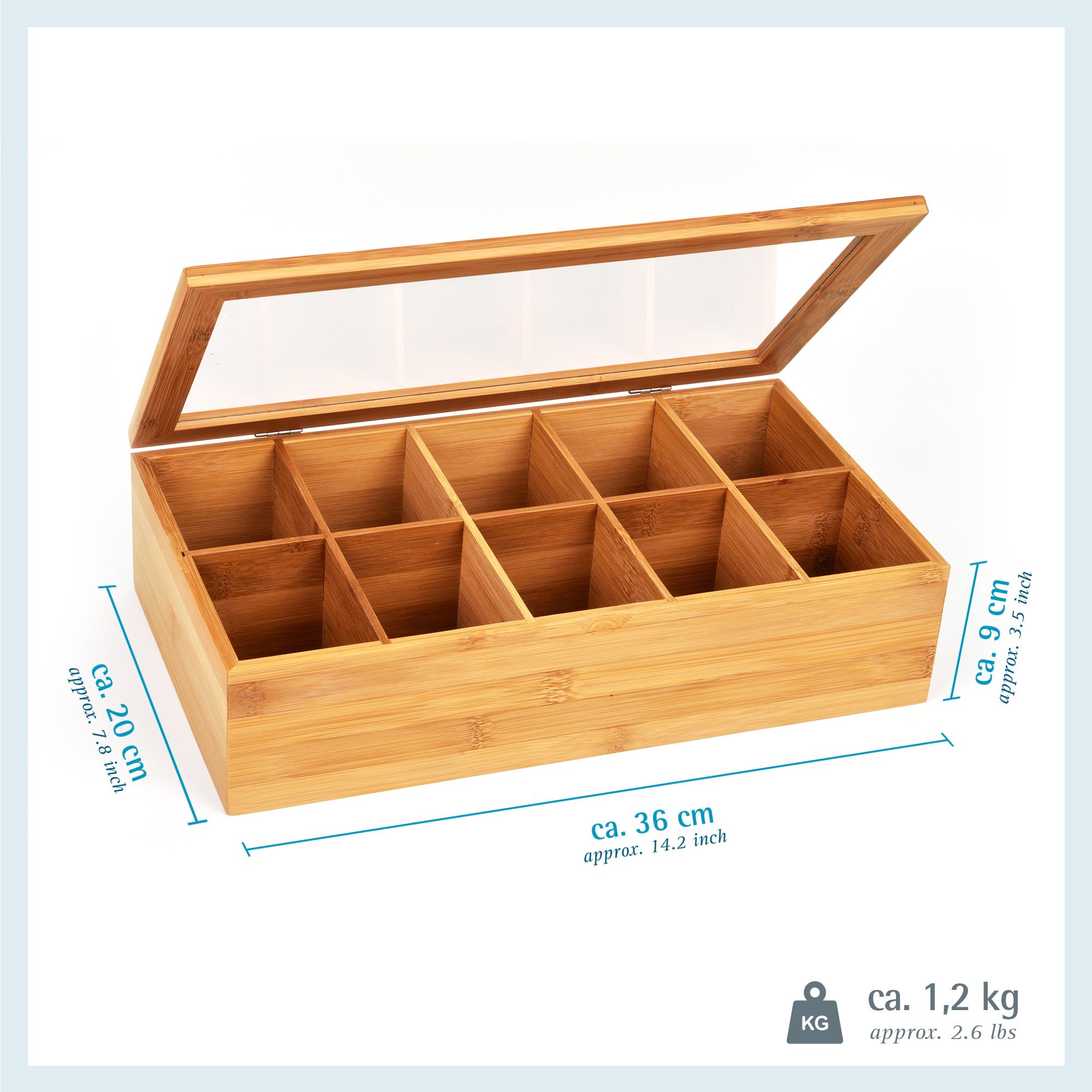 GRWE Teebox aus Bambus mit 10 Fchern