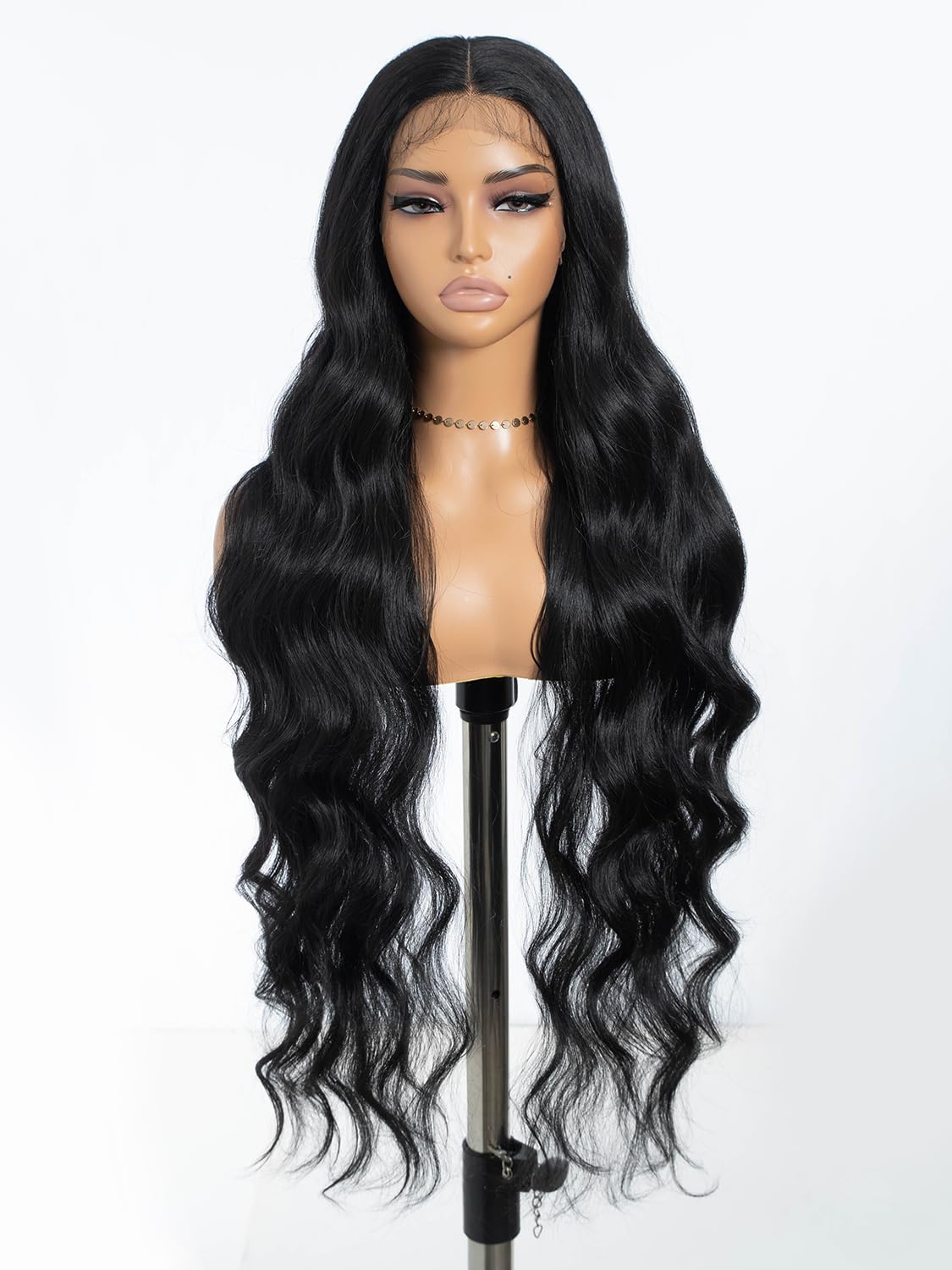 Long Wave Synthetic Lace Front Wig For Black Women 36" Super Long Body Wave Wig With Baby Hair Transparent Lace Heat Resistant Fiber 150% Density